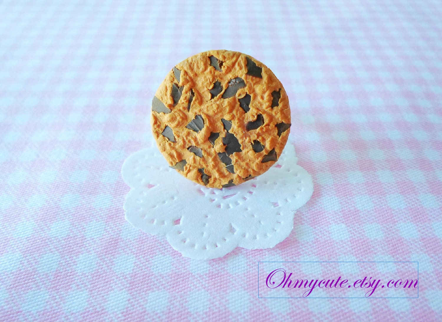 Chocolate Chip Cookie Ring - Sweet Deco Decoden Cute Kawaii Handmade Miniature Sweet Jewelry