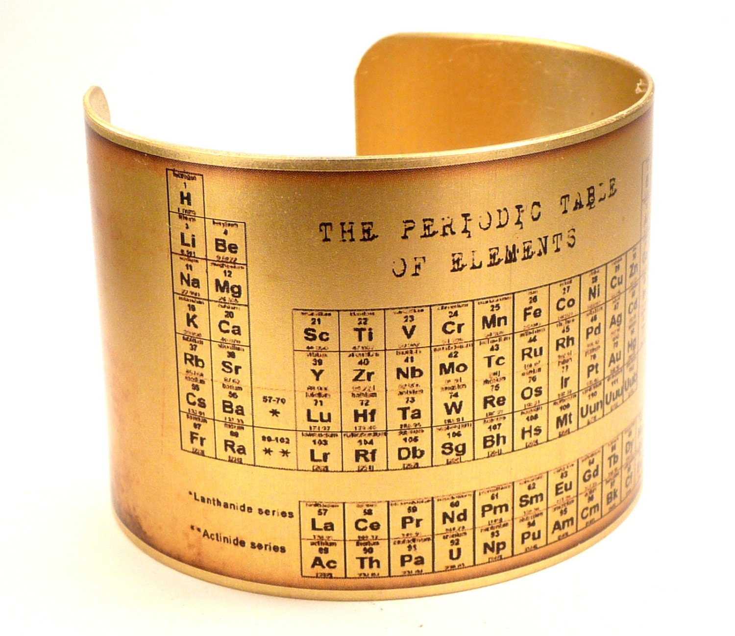 Periodic Table of Elements Brass Cuff Bracelet, Chemistry Jewelry, Science Jewelry
