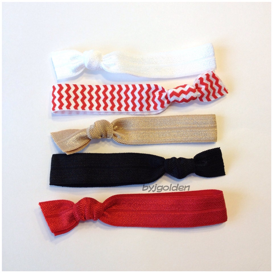 Red Chevron Hair Tie Set