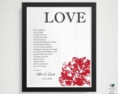 LOVE: Present for Parents, Mom & Dad, Newlyweds, Wife, Husband / 1st Paper Anniversary Present / 1 Corinthians 13 / Bridal Shower Gift 8x10