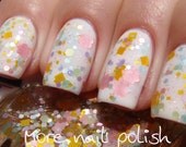 Custom Blended Nail Polish - "Ups A Daisy" - Matte Pastel Pink Blue Aqua Green Yellow Lavender Hexagon Glitter - Lacquer