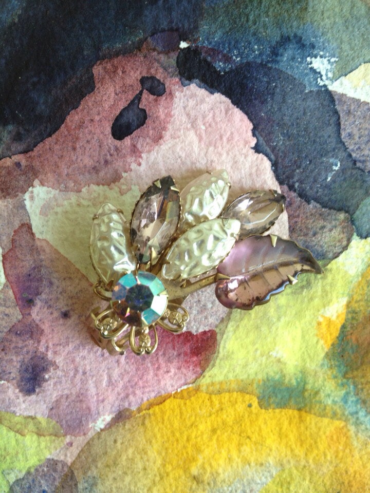 Single Rhinestone and Pearl Clip on Earring