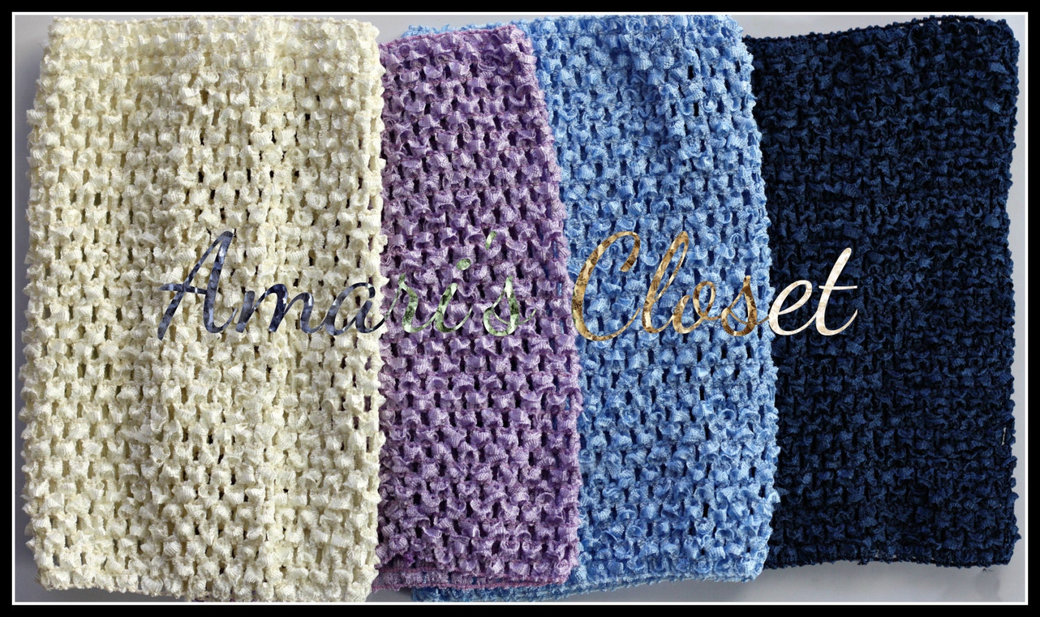 8" Crochet Headband with satin ribbon halter tie- You Choose Colors -- Perfect for Newborn and Toddler Photo Props