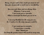 A Wonderful Husband Love Poem 8 X 10 Print INSTANT Download