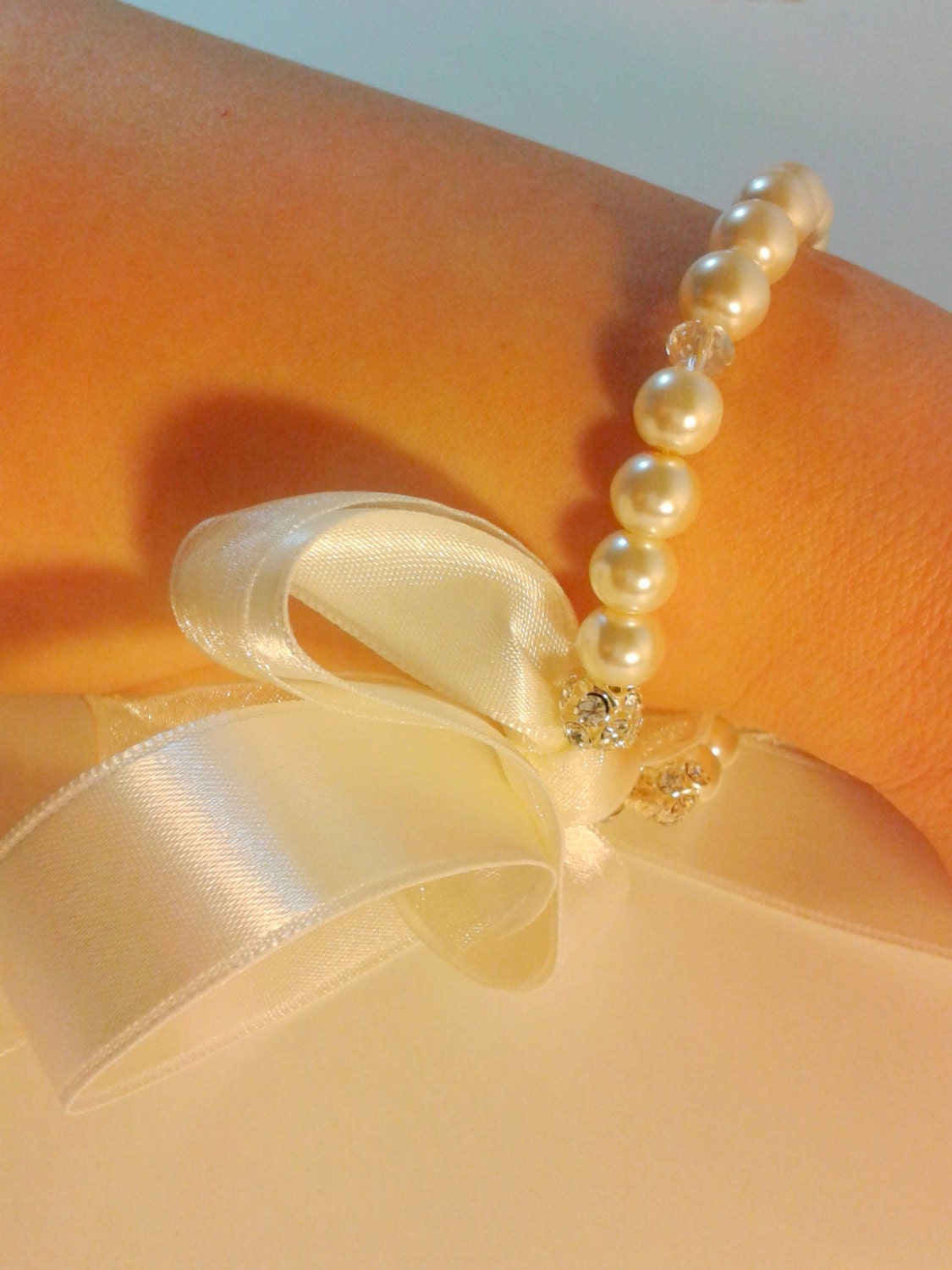 Wedding Jewelry Bracelet, Bridal Pearl Bracelet. Rhinestone Pearl Crystal Beads, Bridesmaid Gift - MADE TO ORDER