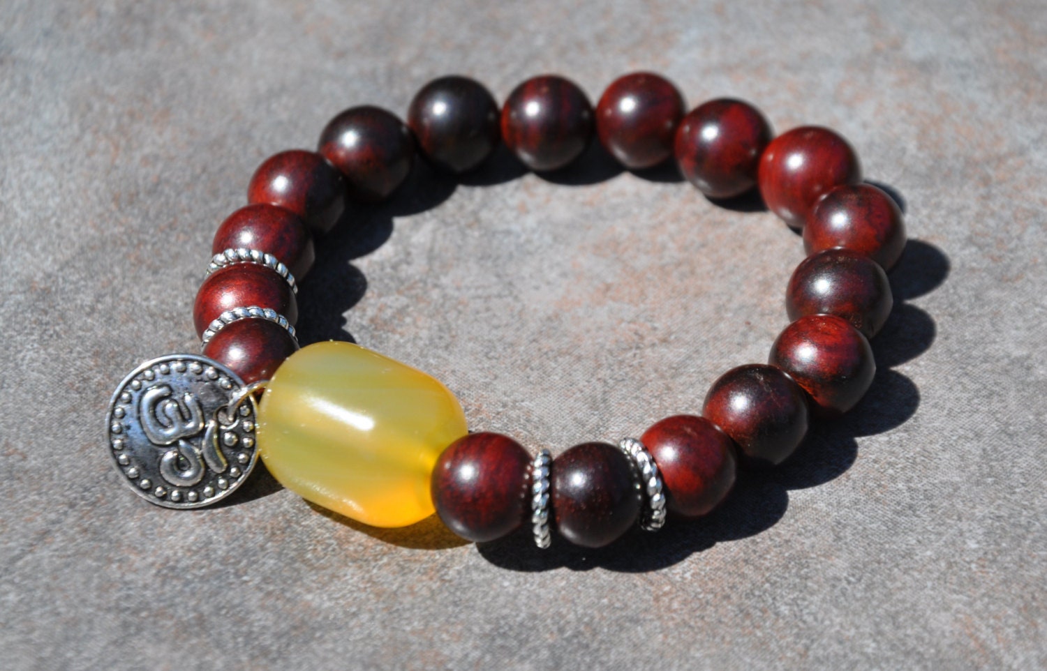 Moonstone Bracelet  , Gemstone Beaded Bracelet ,  Healing Bracelet, Yoga Bracelet, Mala OM cahrm FREE SHIPPING