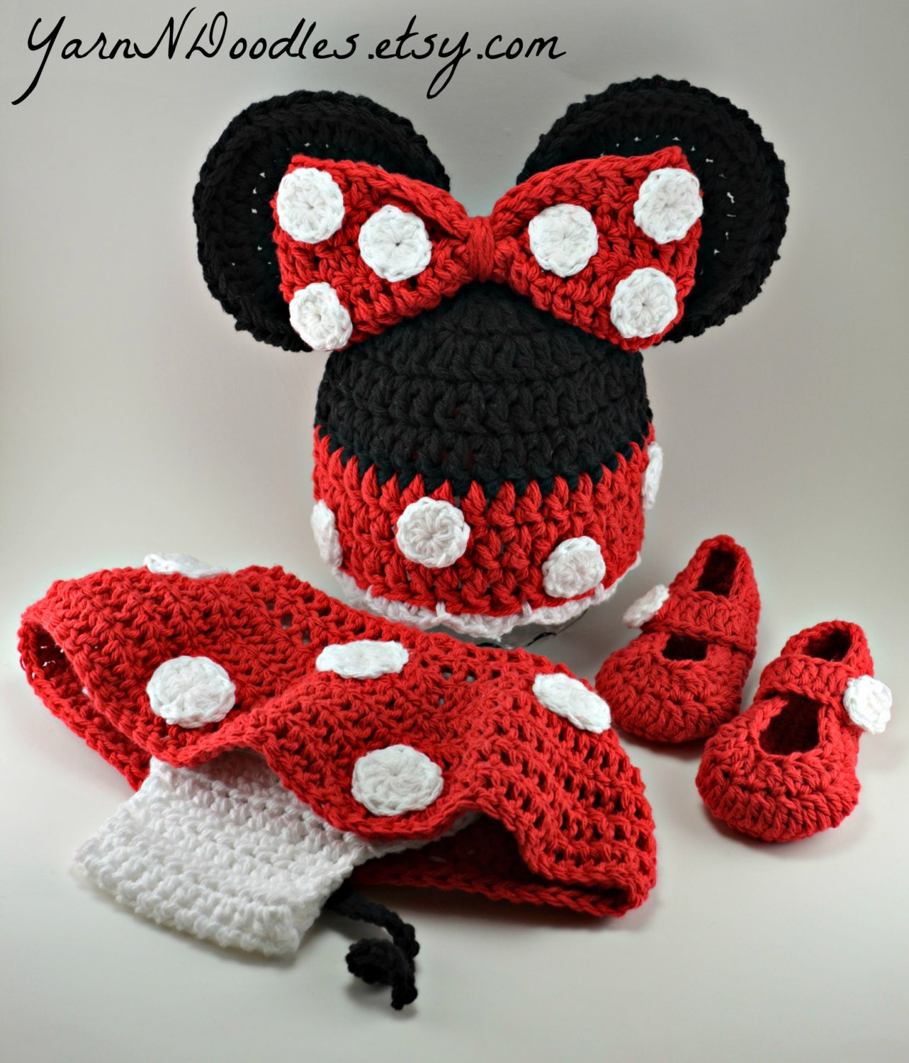 Minnie Mouse Inspired Crochet Infant Newborn Baby Toddler Photography Prop Photo Prop Red Pink Shower Gift