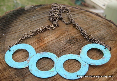 Statement Necklace, Turquoise Necklace, Circle Pendant, Turquoise Statement Necklace, Bright Necklace