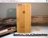 ON SALE wooden iphone 5 cases with sturdy rubber bumper - bamboo, cherry or black walnut wood - laser engraved - Apple logo