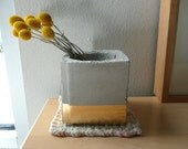 Concrete Cube Planter (Gold Gilded)
