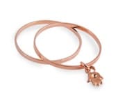 2 Above the Knuckle Rings - rose gold midi rings with a hamsa hand sign-  set of 2 stack midi rings