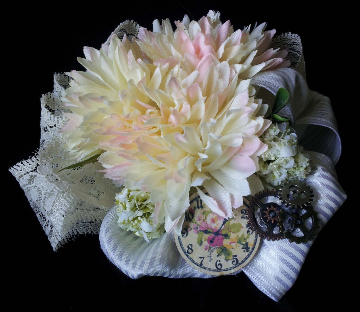 STEAMPUNK, CORSAGE, PROM, ooak, Wedding, Bridesmaid, Romantic, Victorian, Victoriana