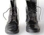 Black Vintage Lace-up Military Boots