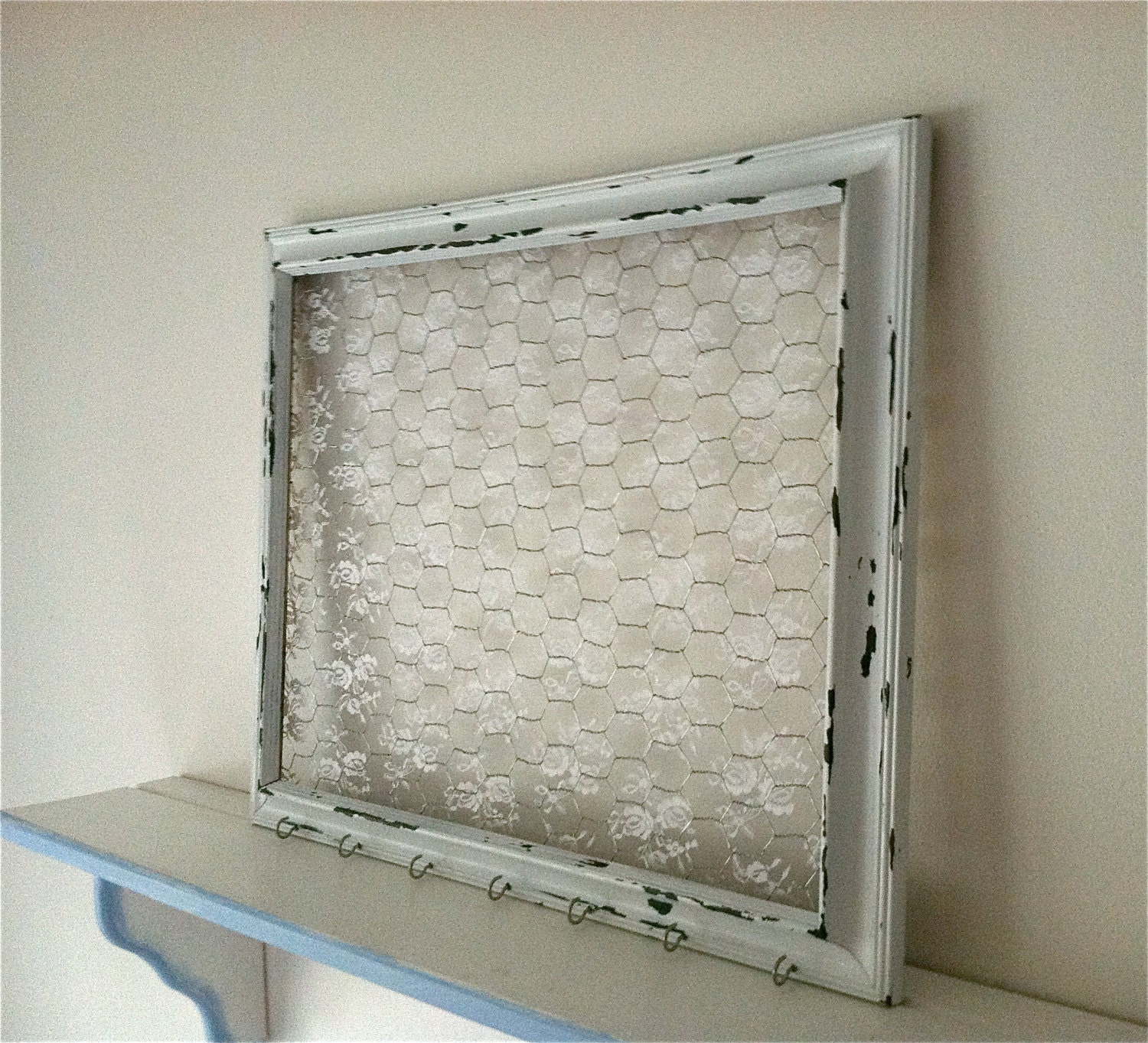 Extra Large Shabby Chic Chicken Wire Frame with Lace, Hair Bow Holder, Hair Clip Organizer, Memo Board, Photo Frame, Wedding Frame