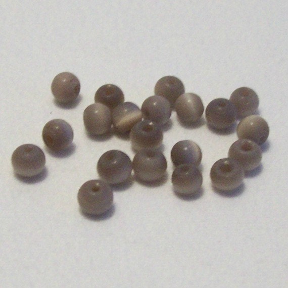 Round Cats Eye Glass Beads - Purple Color - 6mm - 20 Beads