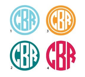 Set of 5 - 1 inch Personalized Monogram Vinyl Sticker Decal