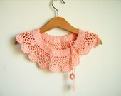 Collar Necklace, Handmade crochet Peter Pan Collar Necklace,  Salmon cotton collar, ready to shipping, for her. - NMNHANDMADE