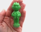 Soviet vintage plastic toy Green Tanker toy Small plastic figurine USSR era 80s collectible