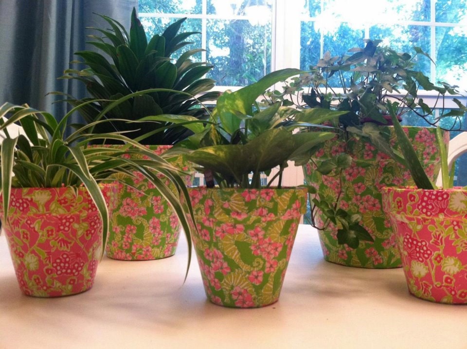 6 inch Lilly Pulitzer inspired flower pots