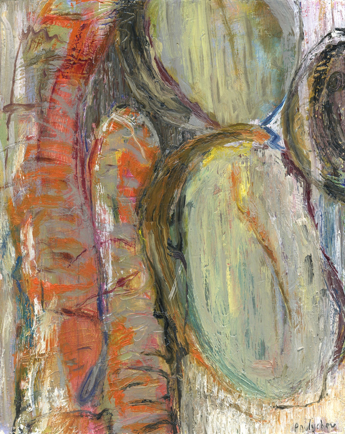 Small Abstract Original Painting - Rustic Still Life - Contemporary Art - Wall Art - Oil on canvas Fruits - 15.7x19.7 inches (40x50 cm)