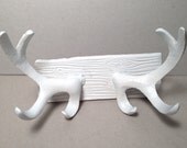 faux taxidermy / antlers / frost white / wall hook / cast iron / cottage chic / rustic / woodland / modern
