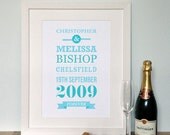 Personalised Wedding Print - A4 - Typographical Print, perfect for newlyweds, wedding gifts and anniversary gifts