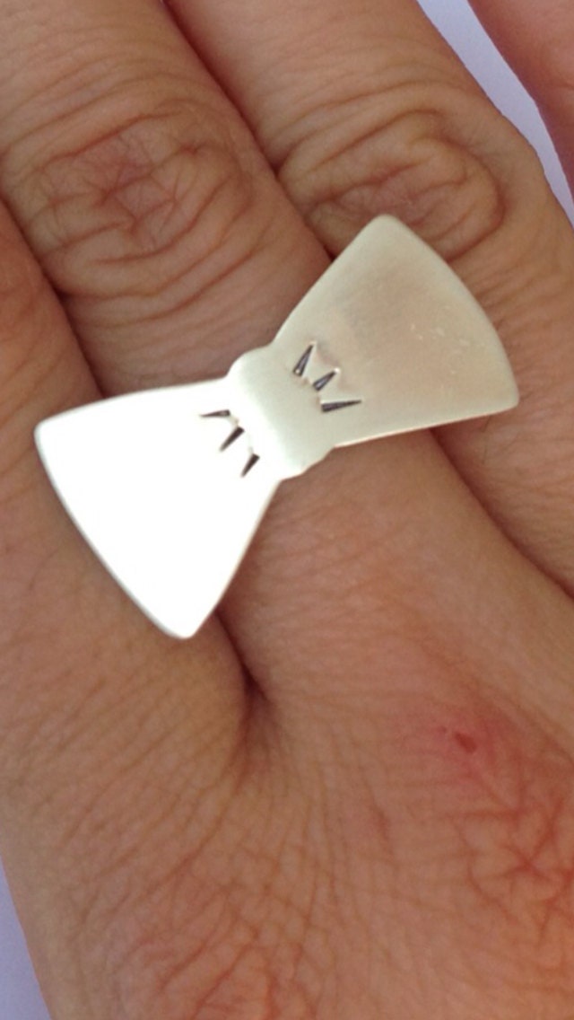 Sterling silver LARGE BOW ring...handmade artisan committed girls jewelry Elisa Daphne etsy