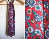 Vintage Red and Blue Floral Tie // Silk L'Atelier Necktie