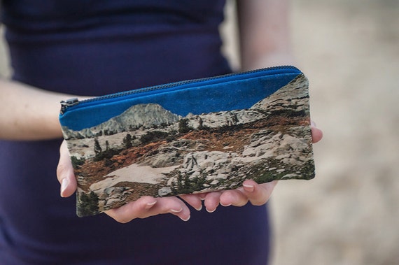 Pencil Zipper Pouch, California Nature Print. Fabric Pencil Case / Small Cosmetics Bag