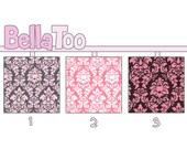 Crib Sheet - Toddler Bed Sheet - Damask Pink Gray Brown White - Michael Miller - Custom Made By BellaToo
