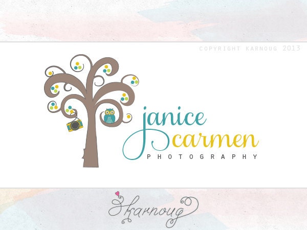 One of a kind, Custom, Premade, Hand drawn, Tree, Owl, Camera, Photography Logo
