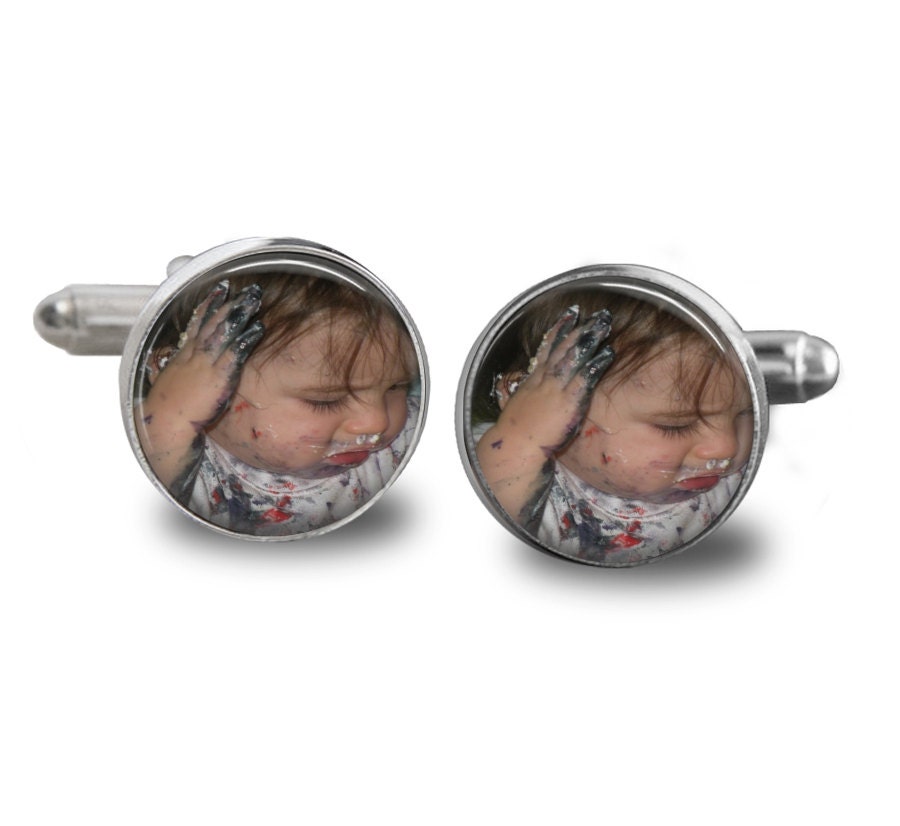Photo Jewelry  Handmade Cuff Links Silver Cuff Links Photo Cuff Links Dad Grandfather Father's Day - Birthday - Gift Boxed