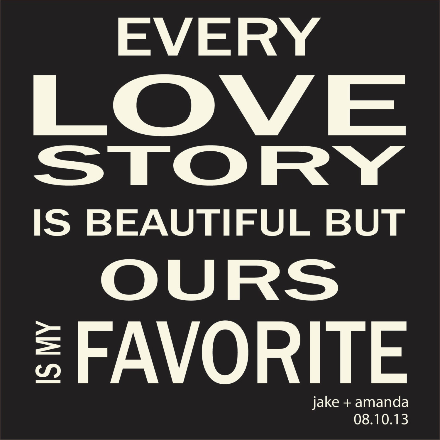 Every Love Story Is Beautiful Wooden Wall Sign (Customized with couple's name and wedding date)