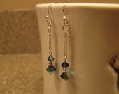 Swarovski Crystal Earrings (Indian Sapphire) with Sterling Silver Accents, Drop Earrings.  Dangle Earrings.  Blue Glass Jewelry.