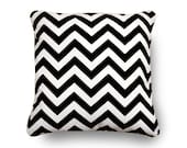 Black and White Chevron Pillow Zigzag print with insert 18X18 inch SALE