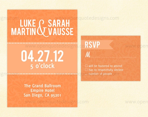 DIY Wedding Invitation Printable Wedding Invitation Nectarine Dusk Blue