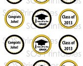 Graduation Cupcake Toppers - 2" Printable Cupcake Topper - Printable PDF - Custom Colors Il_170x135