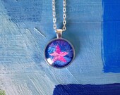 Ice Star Blue Metallic Round Pendant