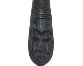 African Mask Wooden Hand Carved Wall Hanging Vintage Native Folk Art Africa Ebony Wood