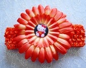 hair accessory for girls-Orange Headband, Hairbow, Hair Flower Clip, Headwear Crochet, Kid, Baby, Girl, Accessory ,Hello Kitty Accessory