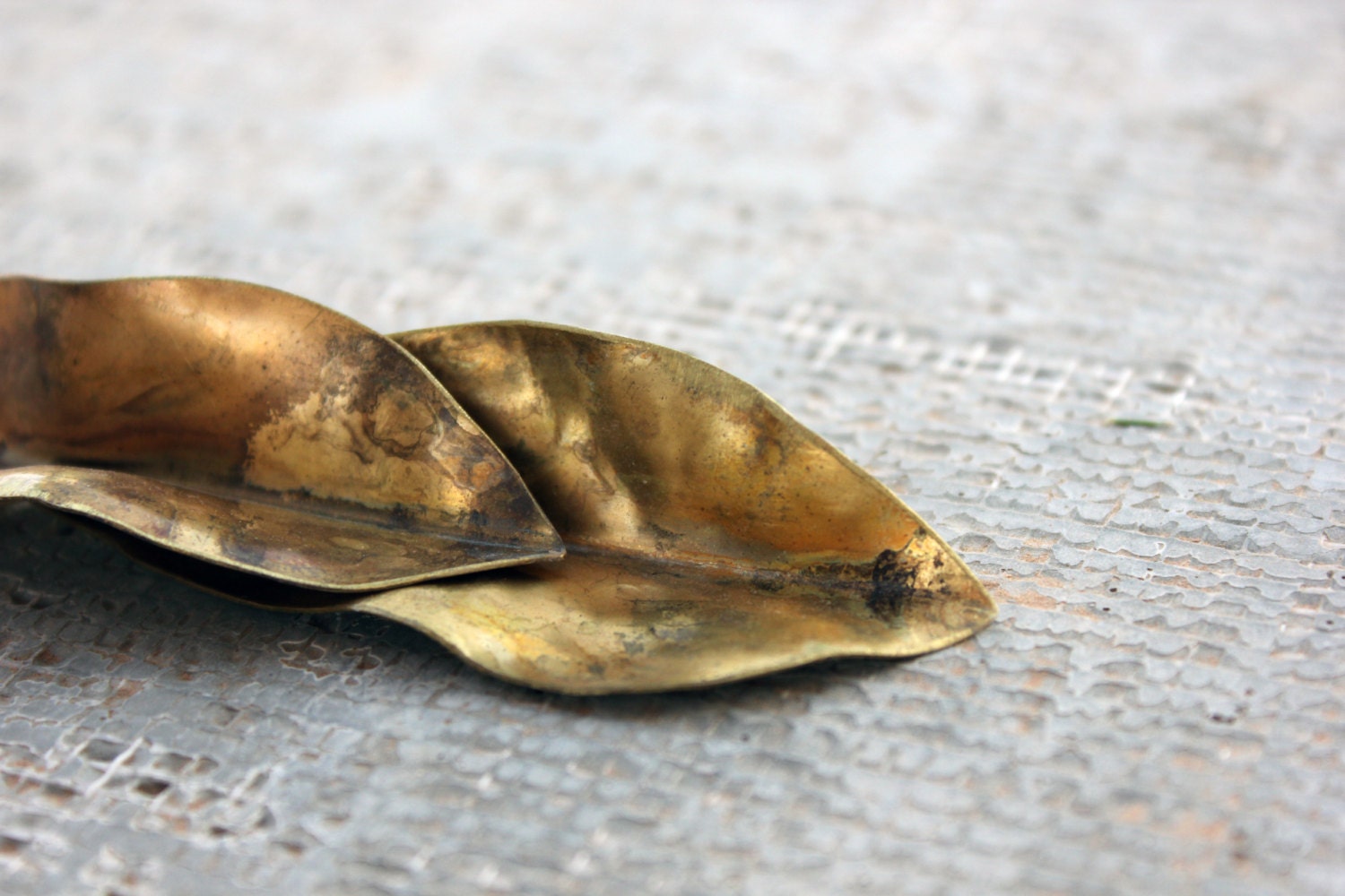 Hand forged - Orchid petal - brass earrings - OOAK - metal smith earrings - hammered - patina