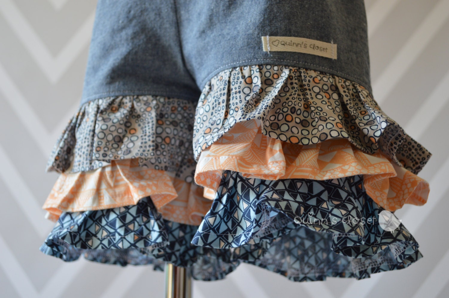 Indian Summer Chambray Triple Ruffler Shorts