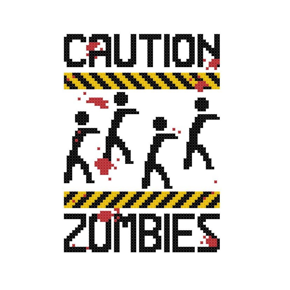 Caution Zombies Cross Stitch Pattern