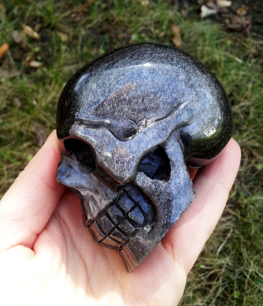 RARE - Powerful Gold Sheen Obsidian Crystal Skull