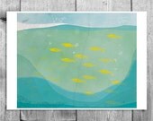 Abstract Fish Childrens Nursery Art Digital Print Sea Poster Marine Illustration Home Decor Kids Bathroom Print Giclee Print