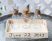 Personalized Rustic Theme Mason Jar Vase Wedding Unity Sand Ceremony Collection Set of 3 Glass Vases Twine and Custom Color Flower & Tray