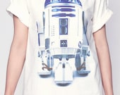 R2D2 STAR WARS T Shirt Robot Droid Women Short Sleeve T Shirts White Tee Shirts Men Shirts Women Unisex T-Shirt Size M L XL