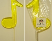 1 dz Hard Candy Musical Note Shaped Lollipop Party Favors w/ Personalized Back Labels