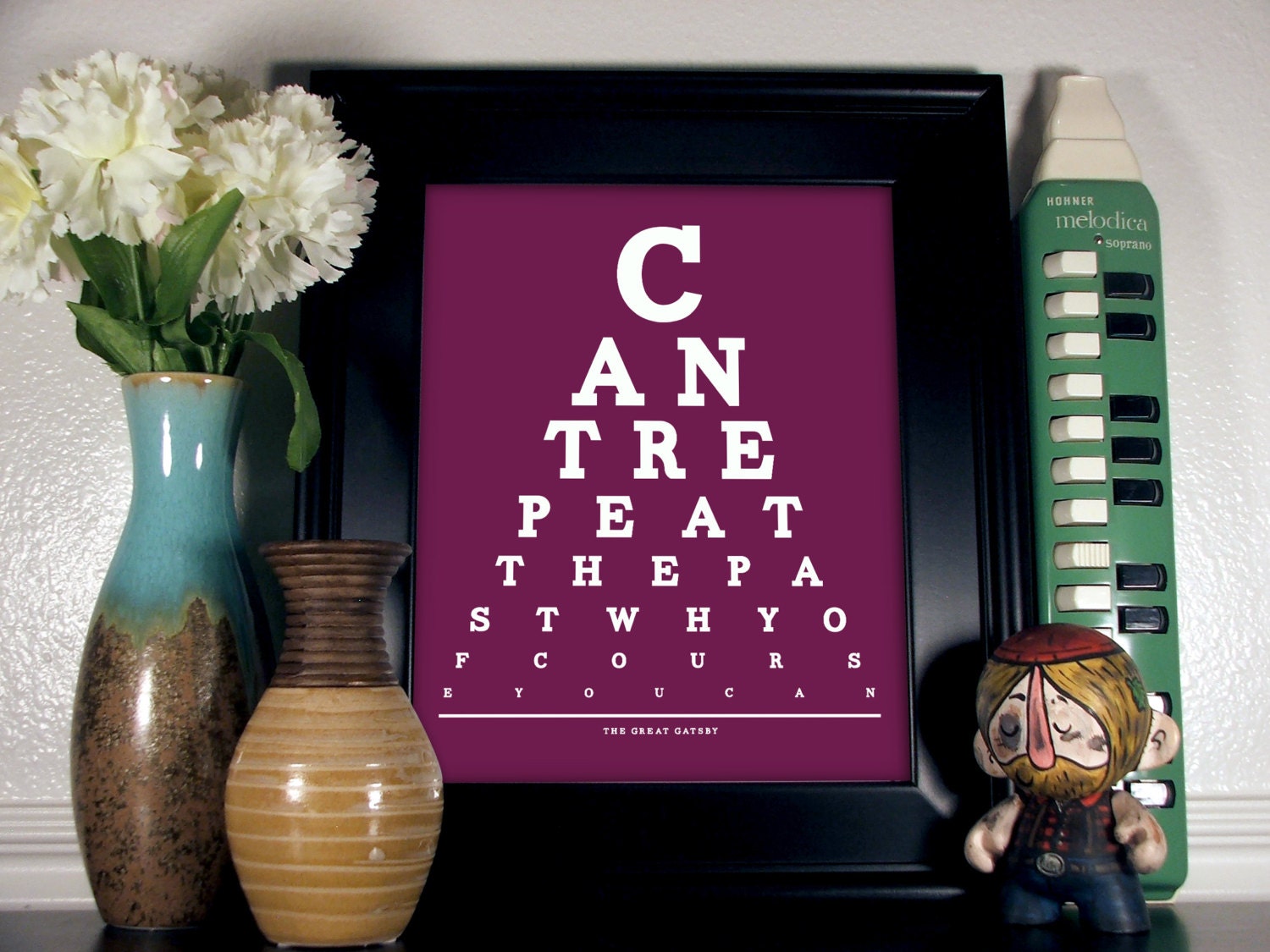 The Great Gatsby Eye Chart, Can't Repeat The Past Why Of Course You Can, 8 x 10 Giclee Print Buy 2 GET 1 FREE