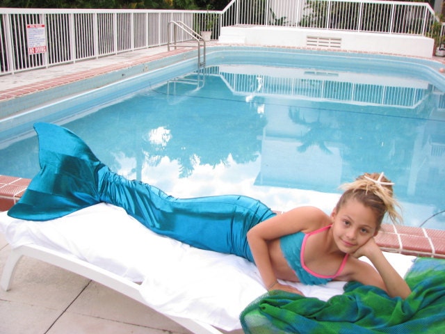 Teal Blue /Green Swimmable Mermaid Tail ( Large w/ Wave Monofin)